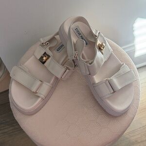 Steve Madden Women's White Sandals with Gold Accents